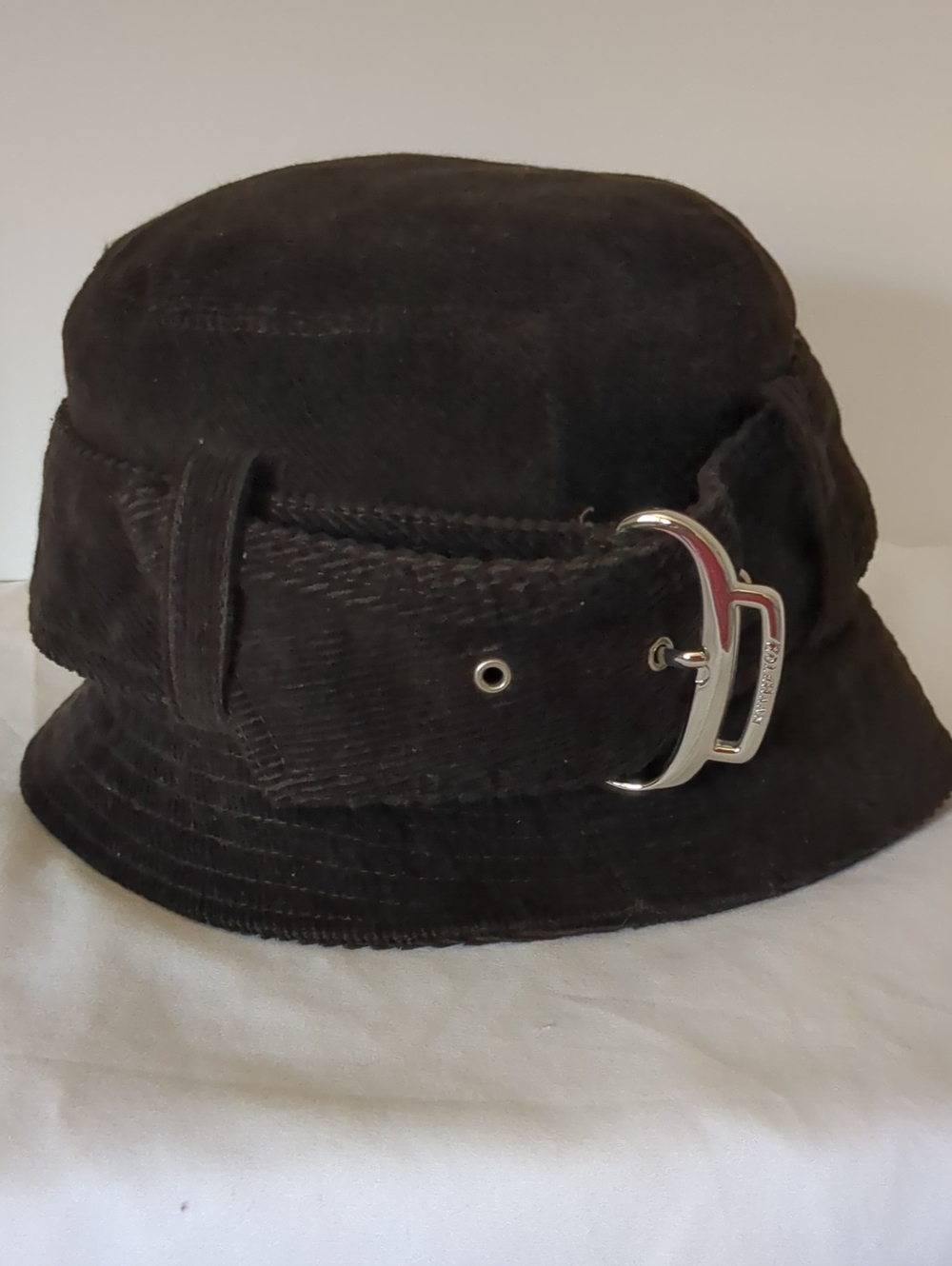 Vintage Cole Hann Brown Corduroy Bucket Hat w Buckle